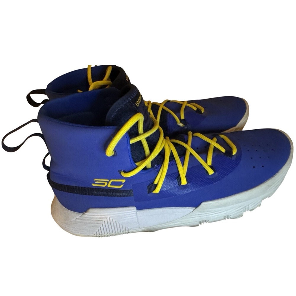 Under Armour Curry 3Zer0 II Blue Yellow Basketball Shoes Mens‎ 7.5 UA SC30